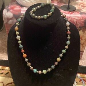 New- jasper and hematite necklace and bracelet set